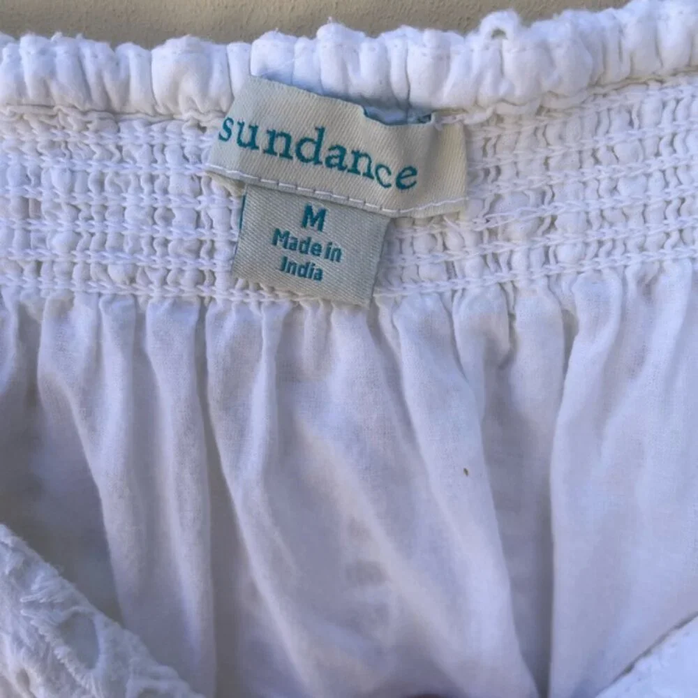 Sundance Sugar Sand White Eyelet PomPom Tank Sz M - Picture 5 of 10